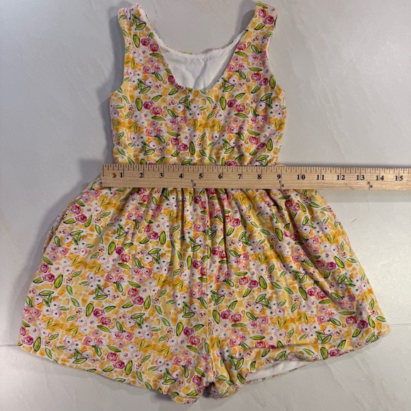 Sweet Honey Floral Romper‎ 5Y | Yellow Pink Spring Boutique Outfit - Picture 3 of 7